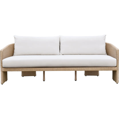 Alexa Outdoor Sofa by TOV Furniture in cream. Made from aluminum, polyester in a coastal style.
