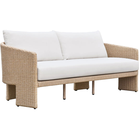 Alexa Outdoor Sofa by TOV Furniture in cream. Made from aluminum, polyester in a coastal style.