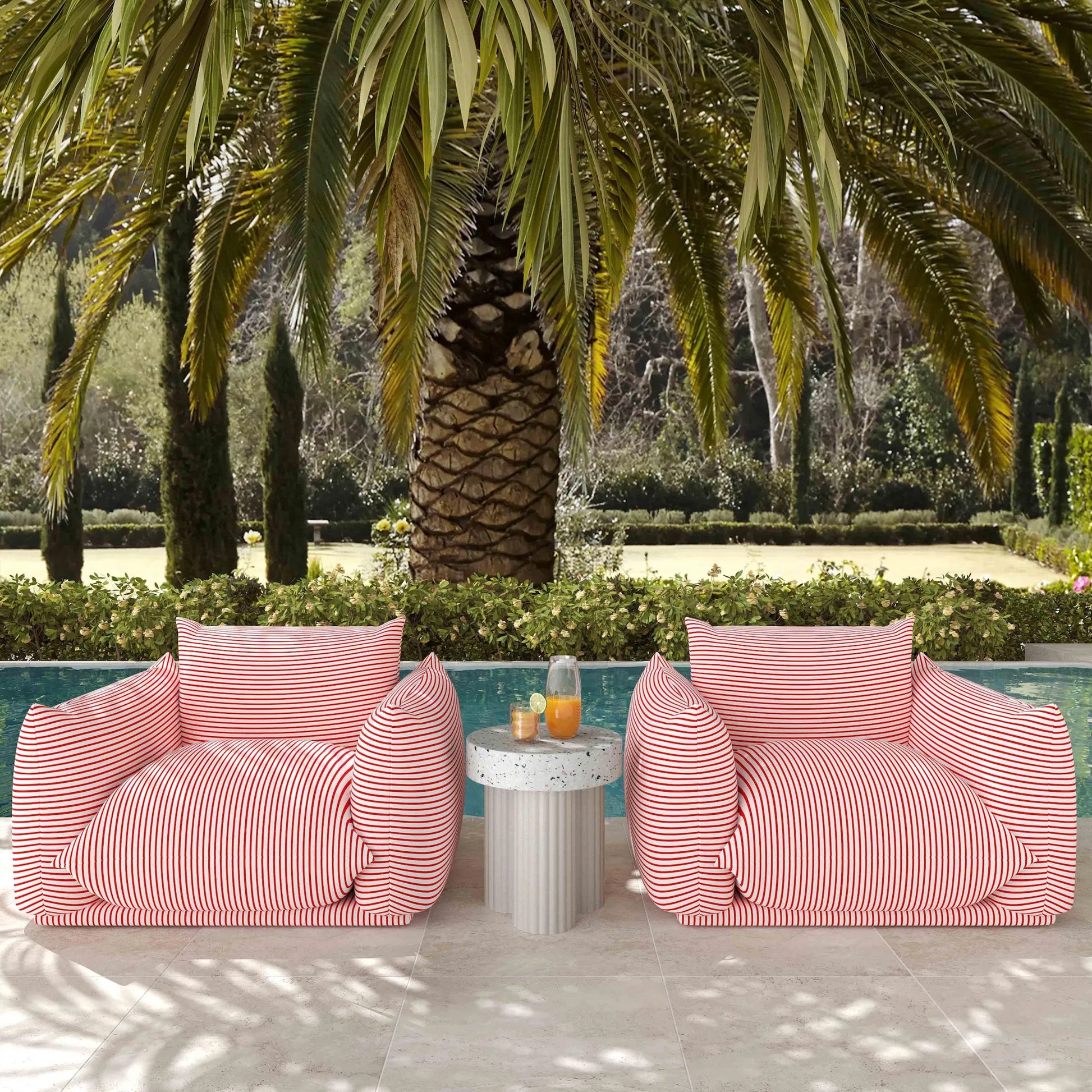 Saint Tropez Striped Stuffed Outdoor Armchair by TOV Furniture. Made from unique in a unique style.