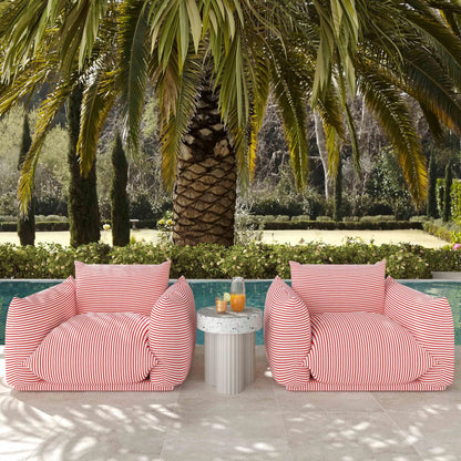 Saint Tropez Striped Stuffed Outdoor Armchair by TOV Furniture. Made from unique in a unique style.