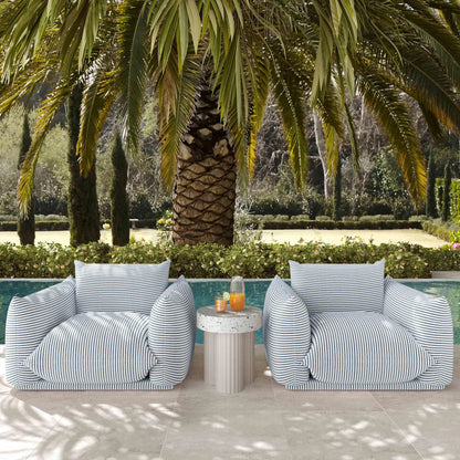 Saint Tropez Striped Stuffed Outdoor Armchair by TOV Furniture. Made from unique in a eclectic & global style.