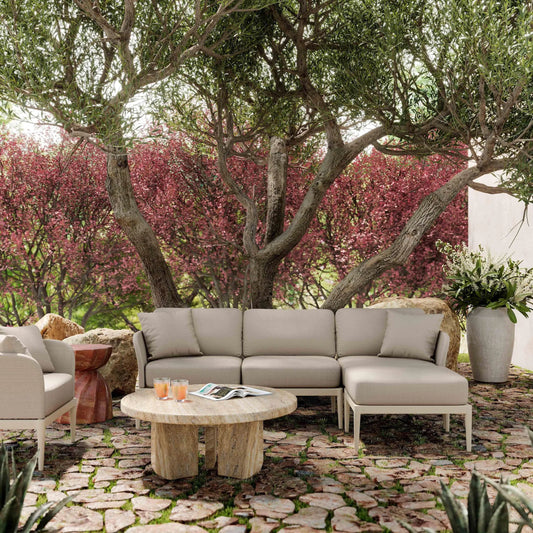 Kapri Modular Outdoor Armless Chair by TOV Furniture in taupe. Made from aluminum, polyester in a transitional style.