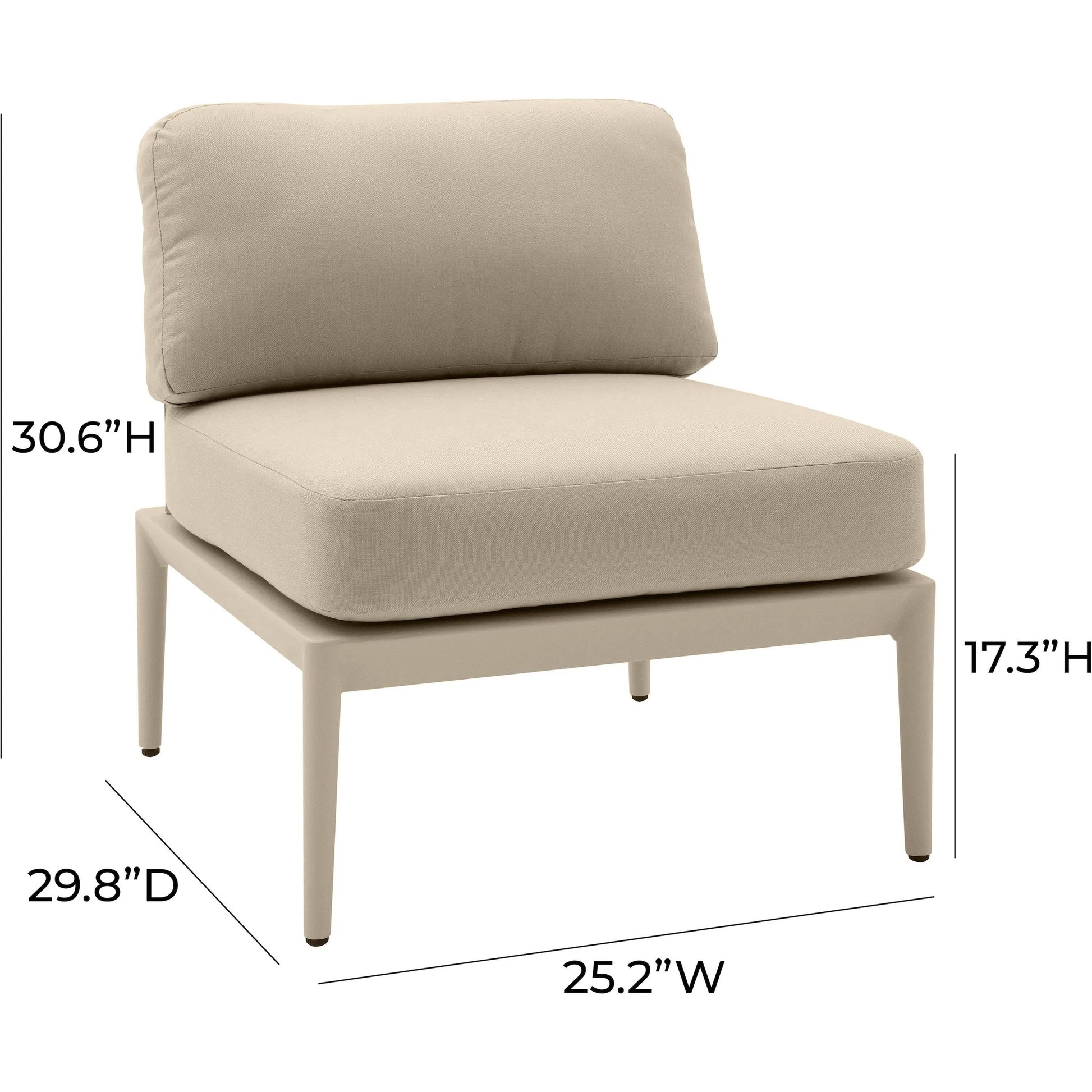 Kapri Modular Outdoor Armless Chair by TOV Furniture. Made from aluminum, polyester in a transitional style.