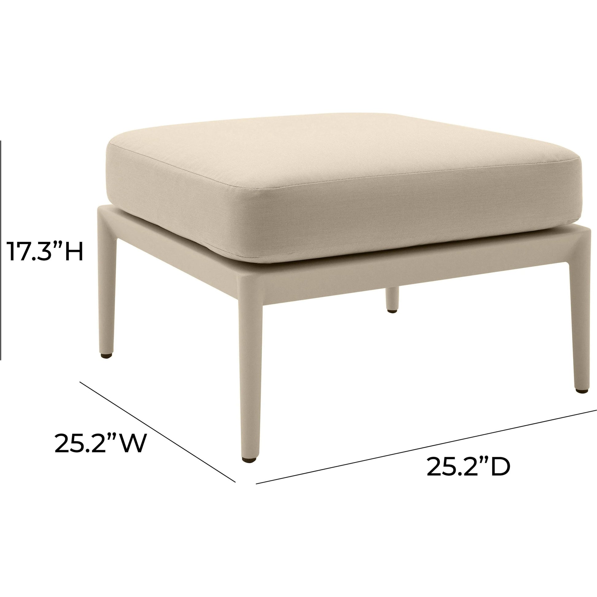 Kapri Outdoor Ottoman by TOV Furniture. Made from aluminum, polyester in a transitional style.