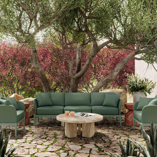 Kapri Outdoor Armchair by TOV Furniture. Made from aluminum, polyester in a unique style.
