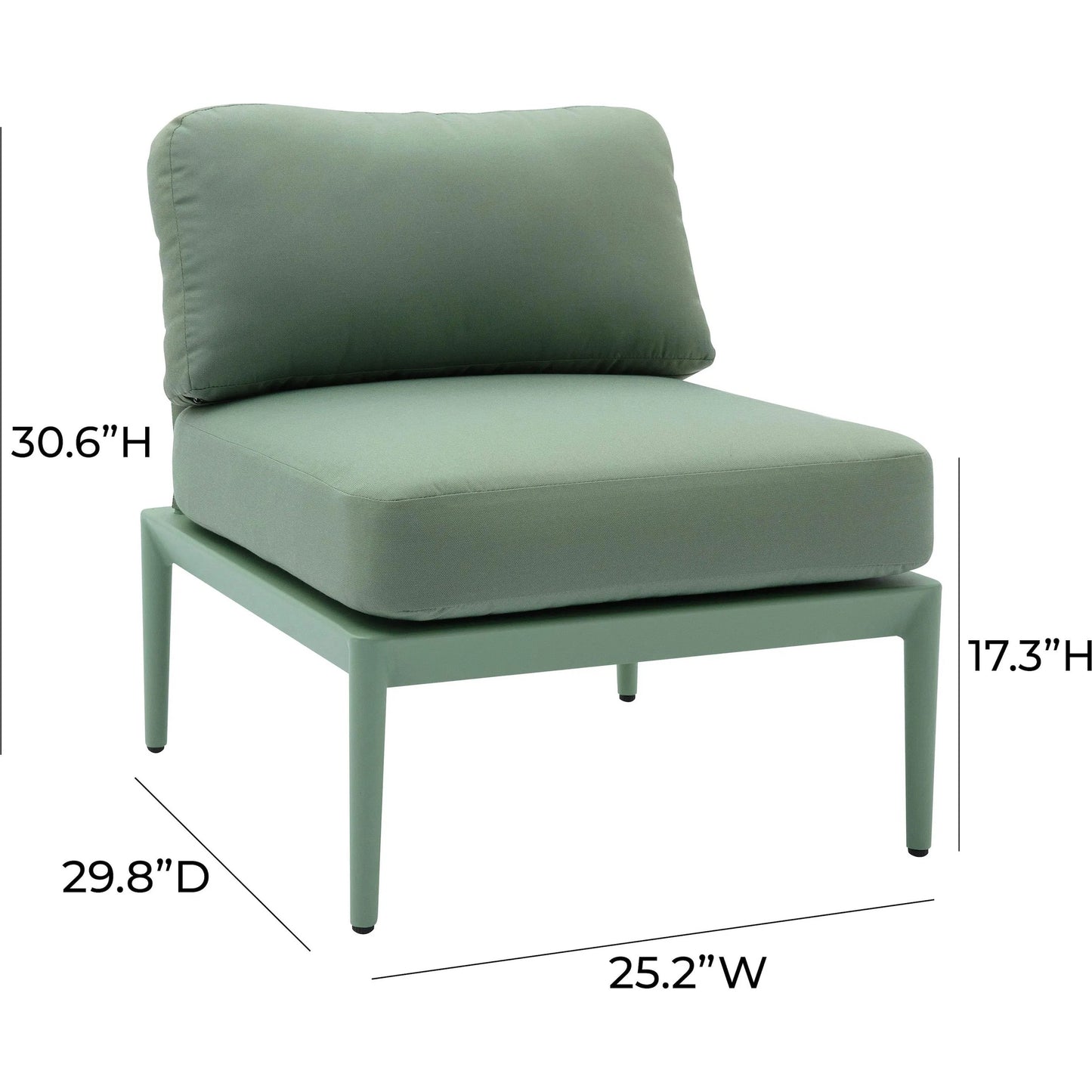 010 SI-2248297 | Additional Silo | Kapri Modular Outdoor Armless Chair by TOV Furniture. Made from aluminum, polyester in a transitional style.