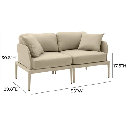 Kapri Modular Outdoor Loveseat by TOV Furniture. Made from aluminum, polyester in a transitional style.