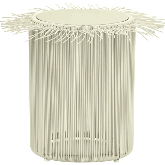 Rafa Outdoor Side Table by TOV Furniture. Made from aluminum, wicker in a unique style.
