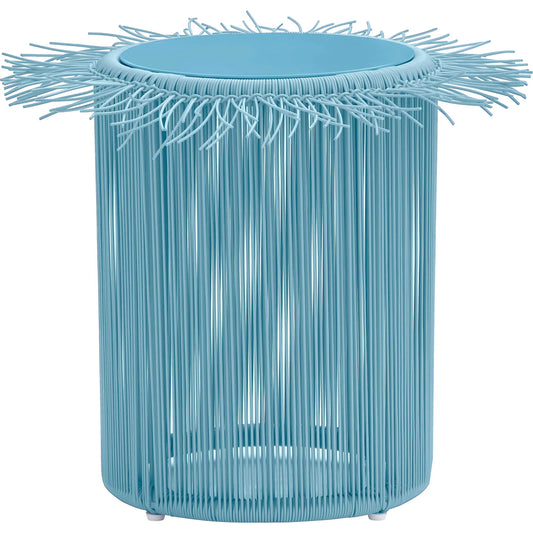 Rafa Outdoor Side Table by TOV Furniture. Made from aluminum, wicker in a unique style.