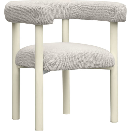 Jackie Outdoor Textured Dining Chair by TOV Furniture in cream. Made from aluminum, fabric in a unique style.