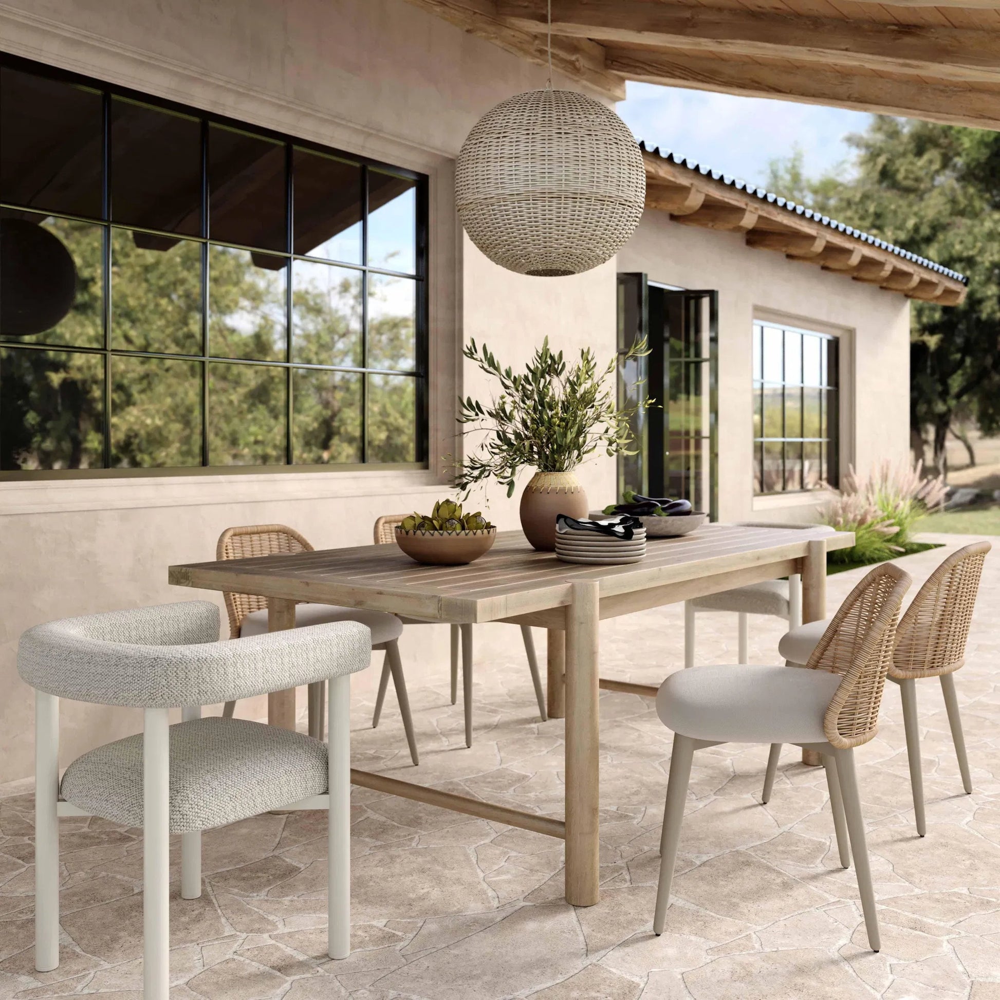 Alexa Performance Fabric Outdoor Dining Chair by TOV Furniture. Made from aluminum, polyester, wicker in a rustic style.