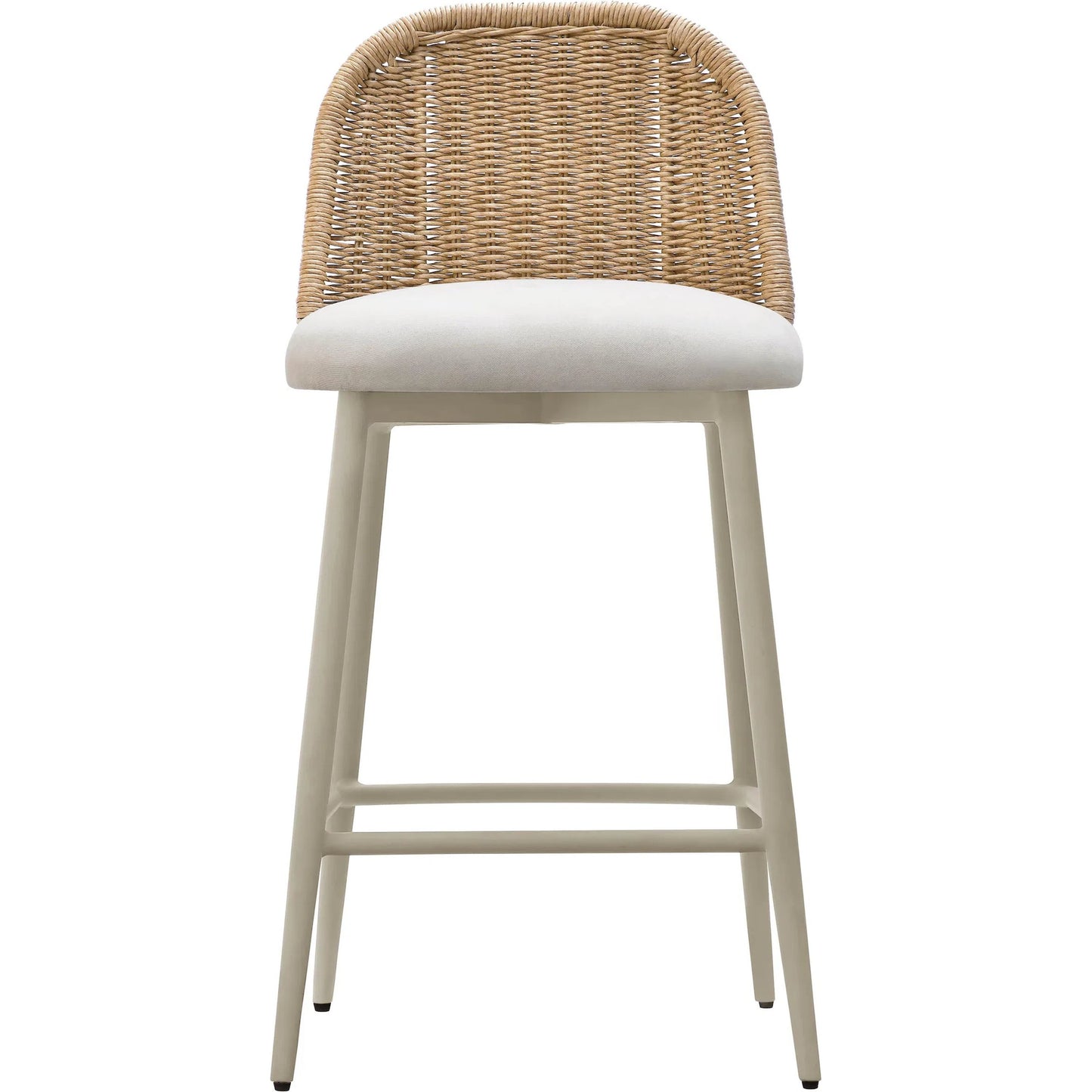002 SI-2248132 | Additional Silo | Alexa Performance Fabric Outdoor Counter Stool by TOV Furniture in cream. Made from aluminum, polyester, wicker in a rustic style.