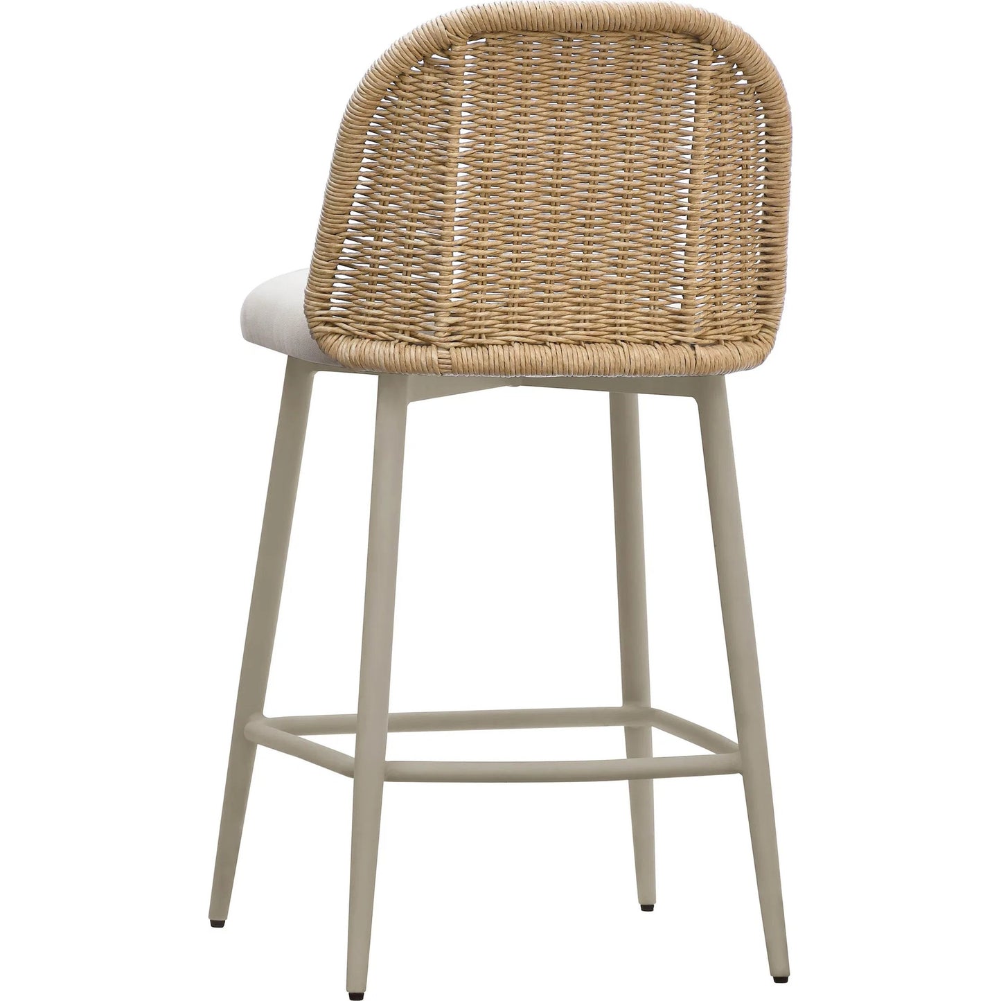 003 SI-2248132 | Additional Silo | Alexa Performance Fabric Outdoor Counter Stool by TOV Furniture in cream. Made from aluminum, polyester, wicker in a rustic style.