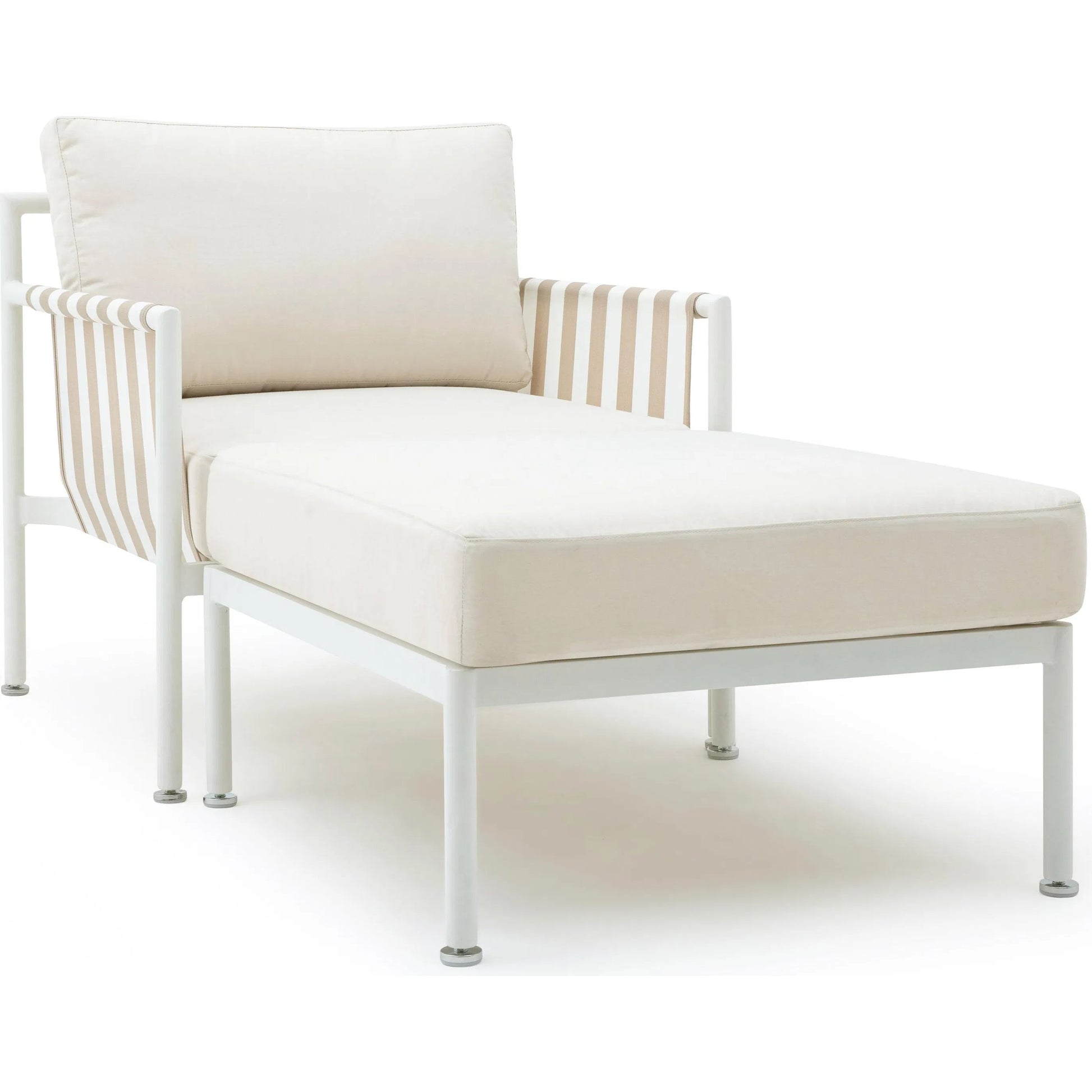 Dunes Outdoor Lounge Set by TOV Furniture in cream. Made from aluminum, fabric in a coastal style.