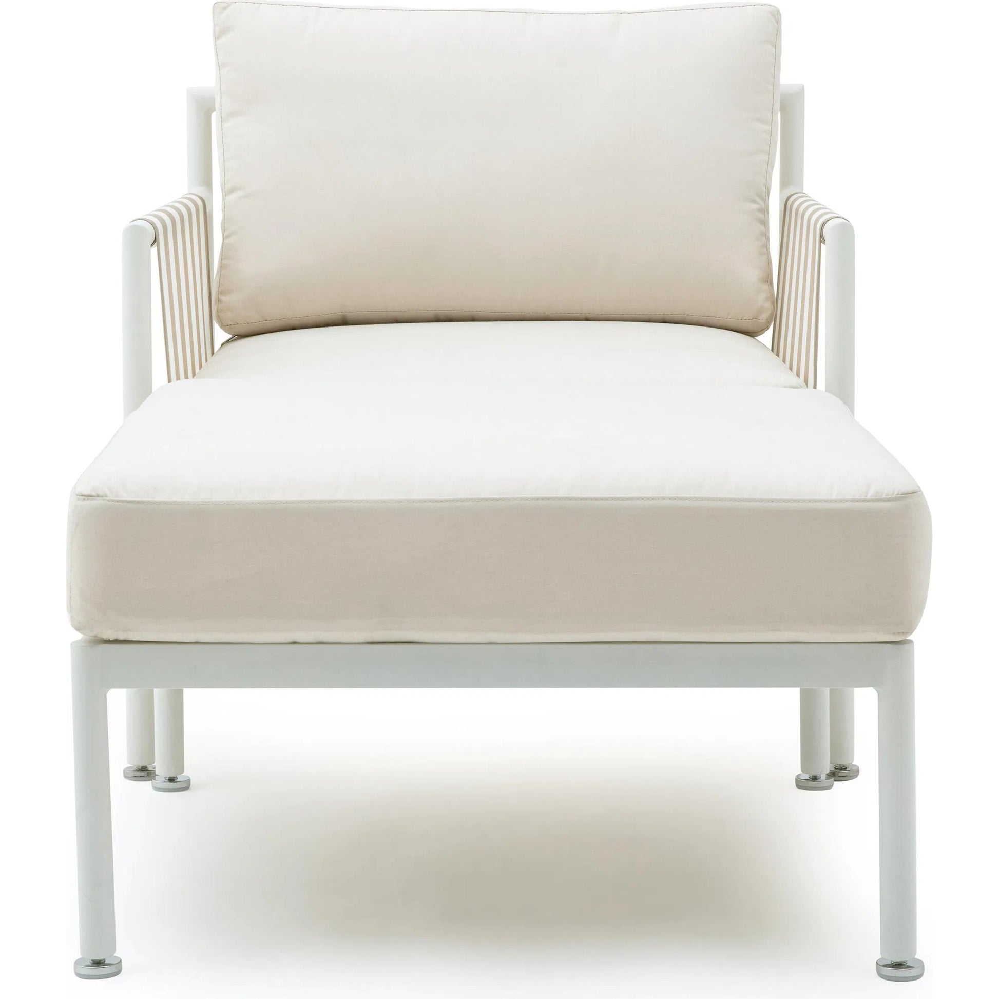 Dunes Outdoor Lounge Set by TOV Furniture in cream. Made from aluminum, fabric in a coastal style.
