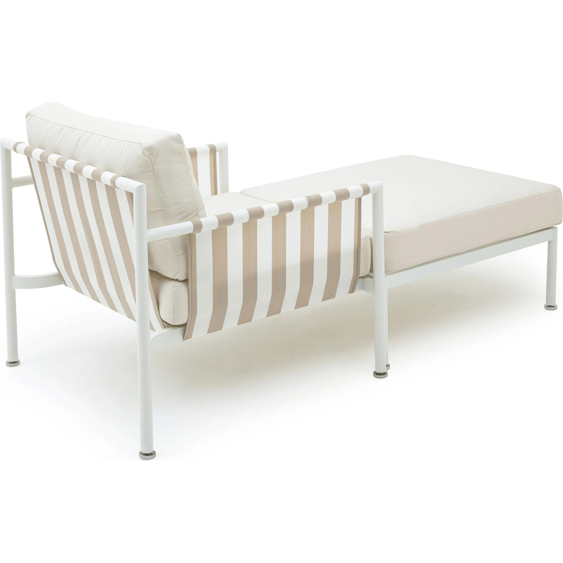 Dunes Outdoor Lounge Set by TOV Furniture in cream. Made from aluminum, fabric in a coastal style.