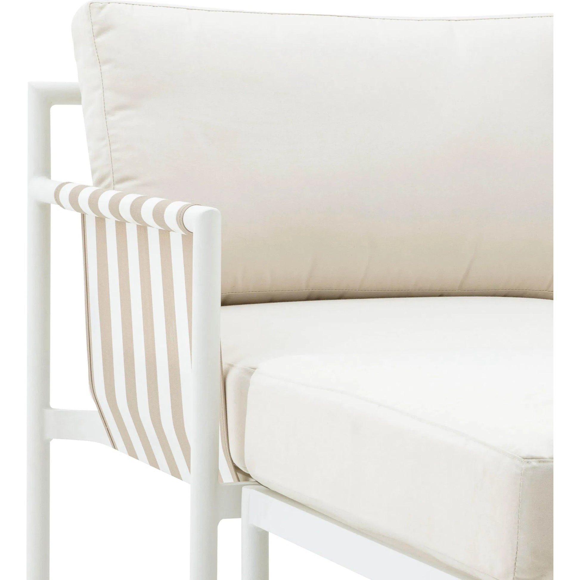 Dunes Outdoor Lounge Set by TOV Furniture in cream. Made from aluminum, fabric in a coastal style.