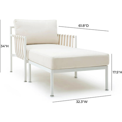 Dunes Outdoor Lounge Set by TOV Furniture in cream. Made from aluminum, fabric in a coastal style.