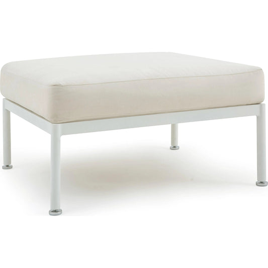 Dunes Outdoor Ottoman by TOV Furniture in cream. Made from aluminum, fabric in a unique style.