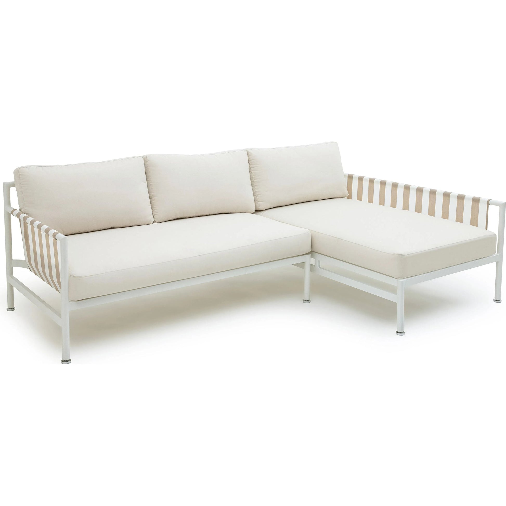 Dunes Outdoor Sectional by TOV Furniture in cream. Made from aluminum, fabric in a coastal style.