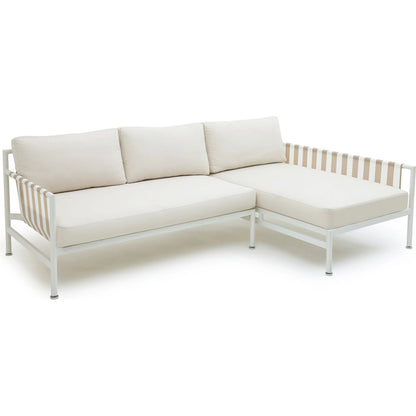 Dunes Outdoor Sectional by TOV Furniture in cream. Made from aluminum, fabric in a coastal style.