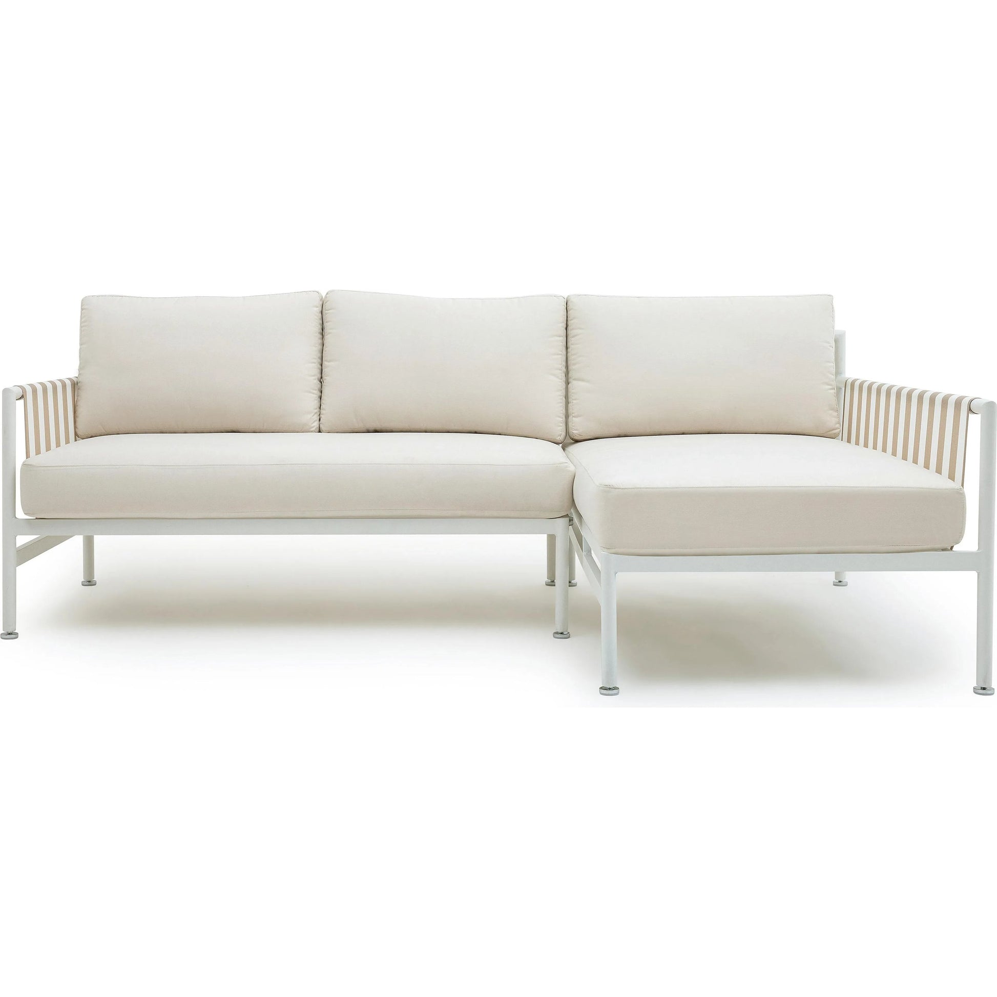 Dunes Outdoor Sectional by TOV Furniture in cream. Made from aluminum, fabric in a coastal style.