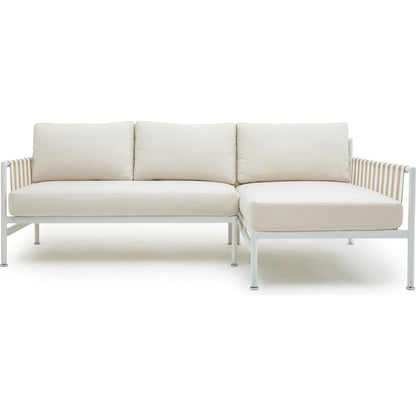 Dunes Outdoor Sectional by TOV Furniture in cream. Made from aluminum, fabric in a coastal style.