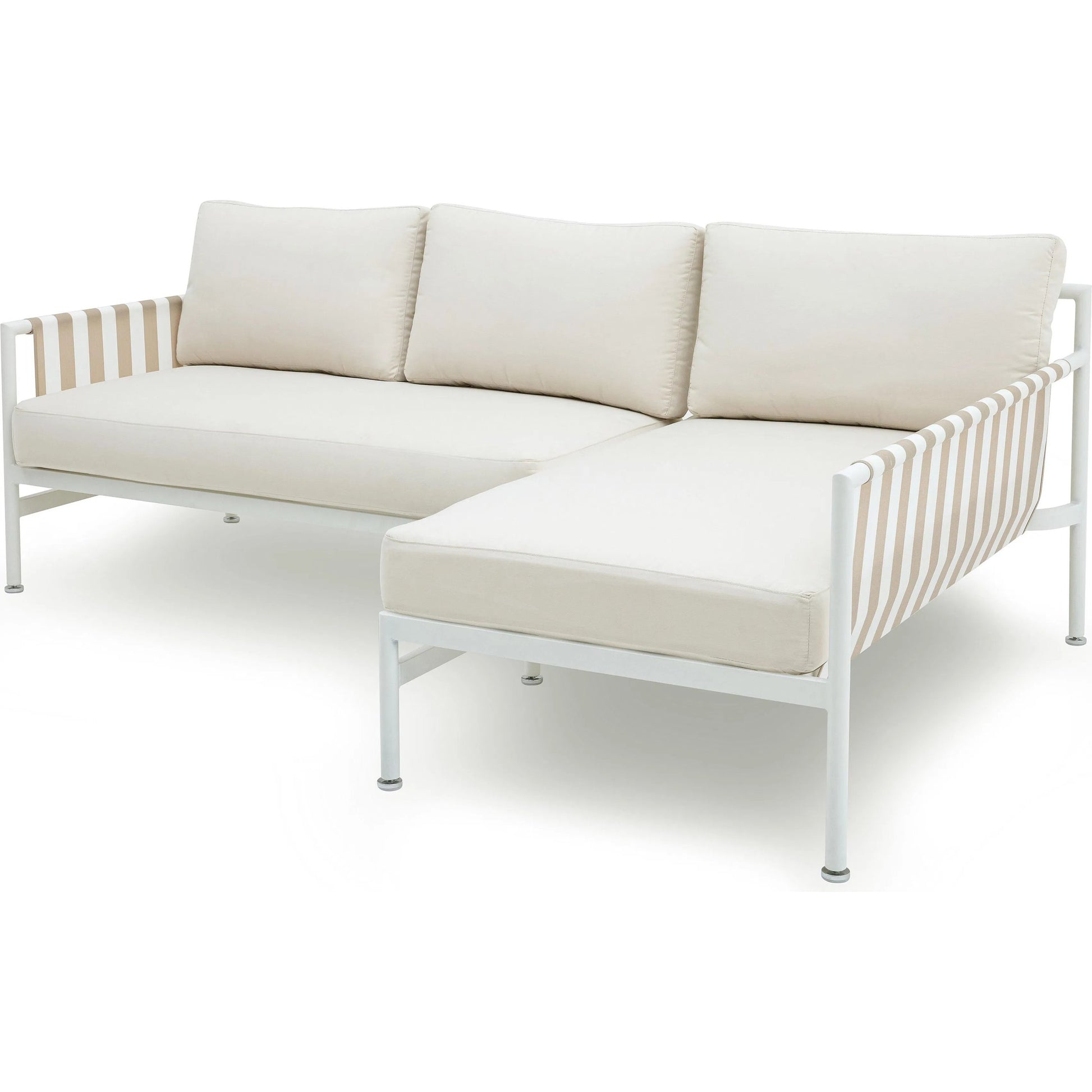 Dunes Outdoor Sectional by TOV Furniture in cream. Made from aluminum, fabric in a coastal style.