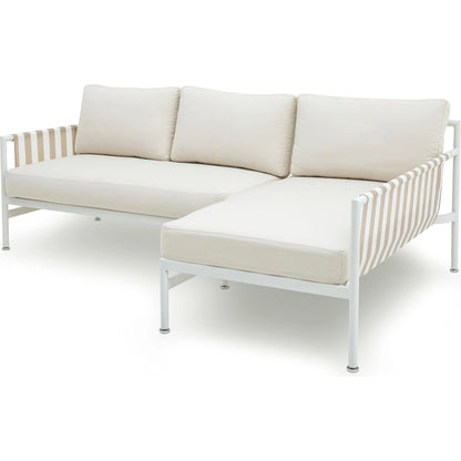 Dunes Outdoor Sectional by TOV Furniture in cream. Made from aluminum, fabric in a coastal style.