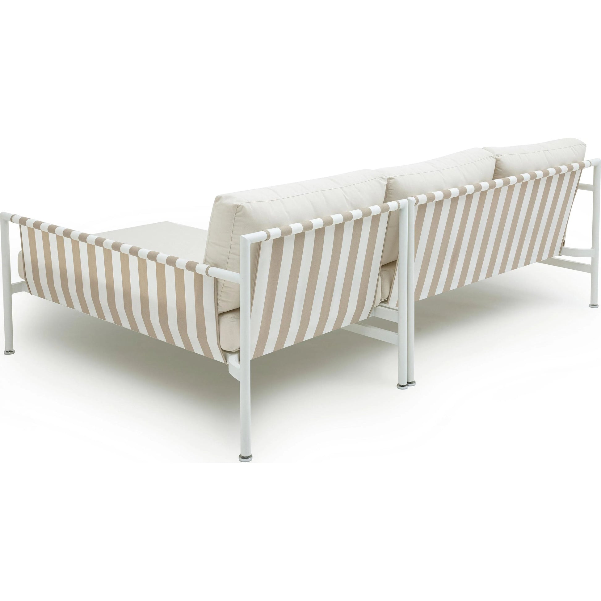 Dunes Outdoor Sectional by TOV Furniture in cream. Made from aluminum, fabric in a coastal style.