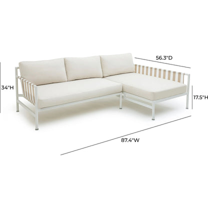 Dunes Outdoor Sectional by TOV Furniture in cream. Made from aluminum, fabric in a coastal style.