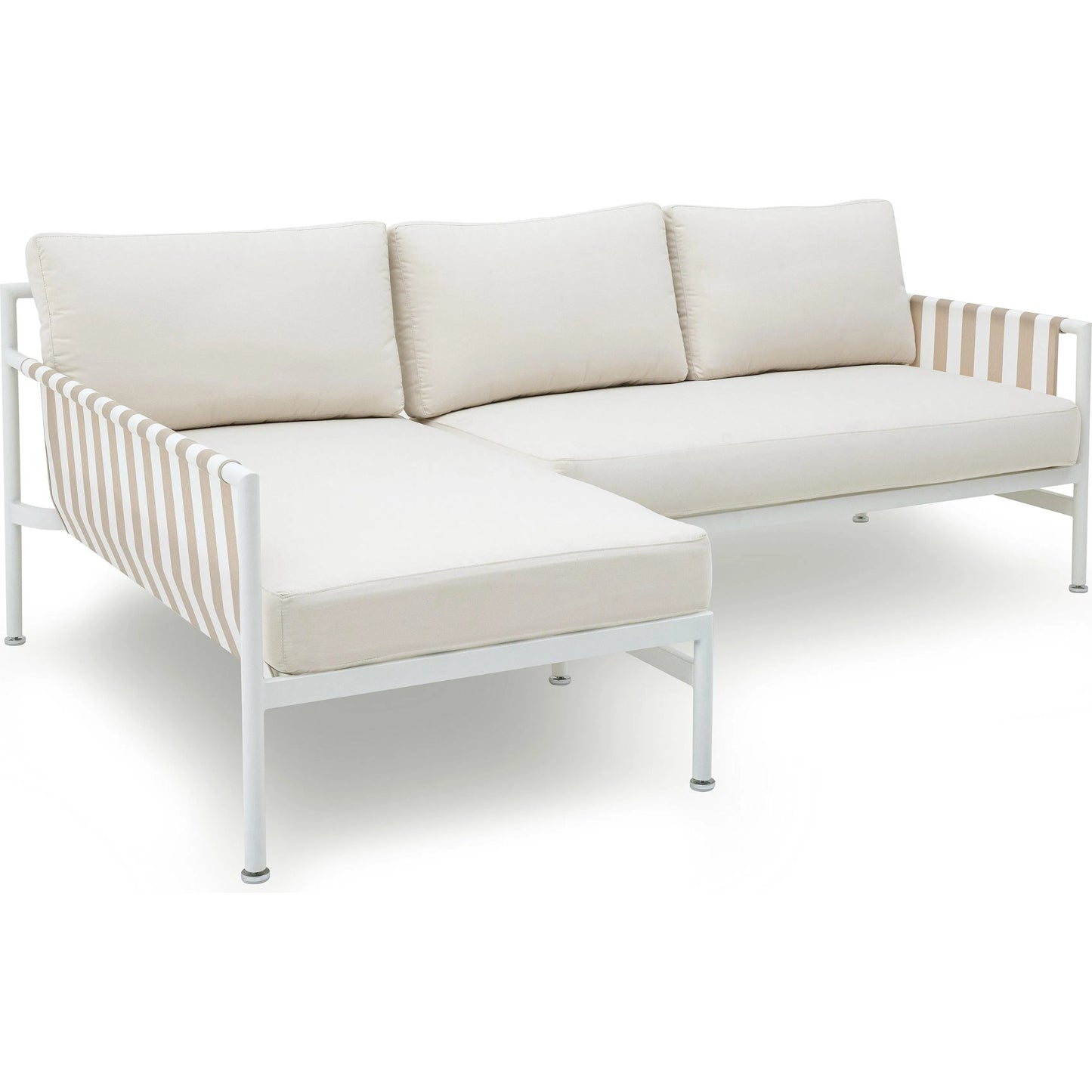 002 SI-2248220 | Primary Silo | Dunes Outdoor Sectional by TOV Furniture in cream. Made from aluminum, fabric in a coastal style.