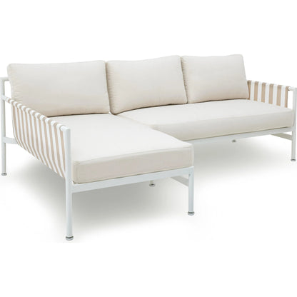 Dunes Outdoor Sectional by TOV Furniture in cream. Made from aluminum, fabric in a coastal style.