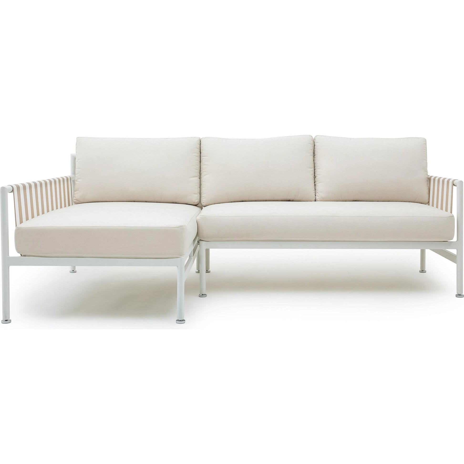 Dunes Outdoor Sectional by TOV Furniture in cream. Made from aluminum, fabric in a coastal style.