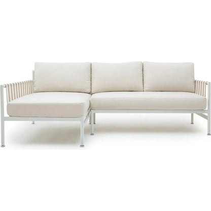 Dunes Outdoor Sectional by TOV Furniture in cream. Made from aluminum, fabric in a coastal style.