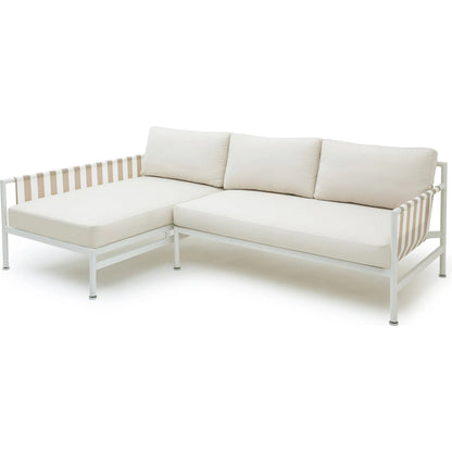 Dunes Outdoor Sectional by TOV Furniture in cream. Made from aluminum, fabric in a coastal style.