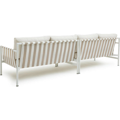 Dunes Outdoor Sofa by TOV Furniture in cream. Made from aluminum, fabric in a coastal style.