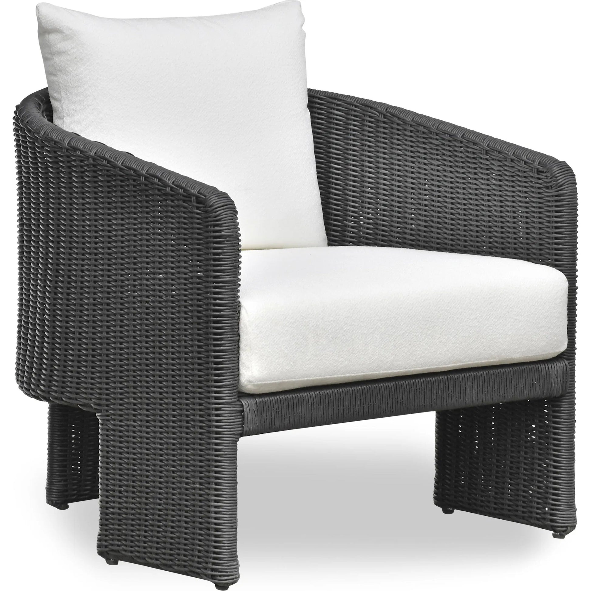 Alexa Performance Fabric Outdoor Armchair by TOV Furniture in black. Made from aluminum, polyester, wicker in a rustic style.