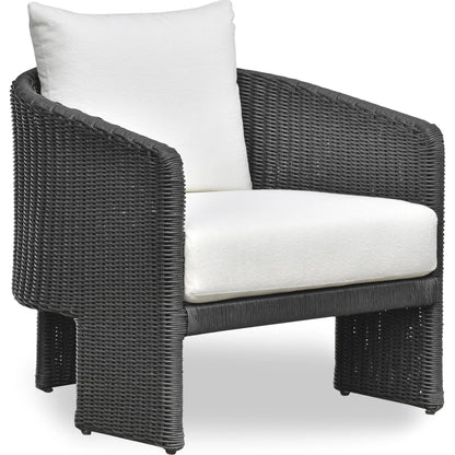 Alexa Performance Fabric Outdoor Armchair by TOV Furniture in black. Made from aluminum, polyester, wicker in a rustic style.