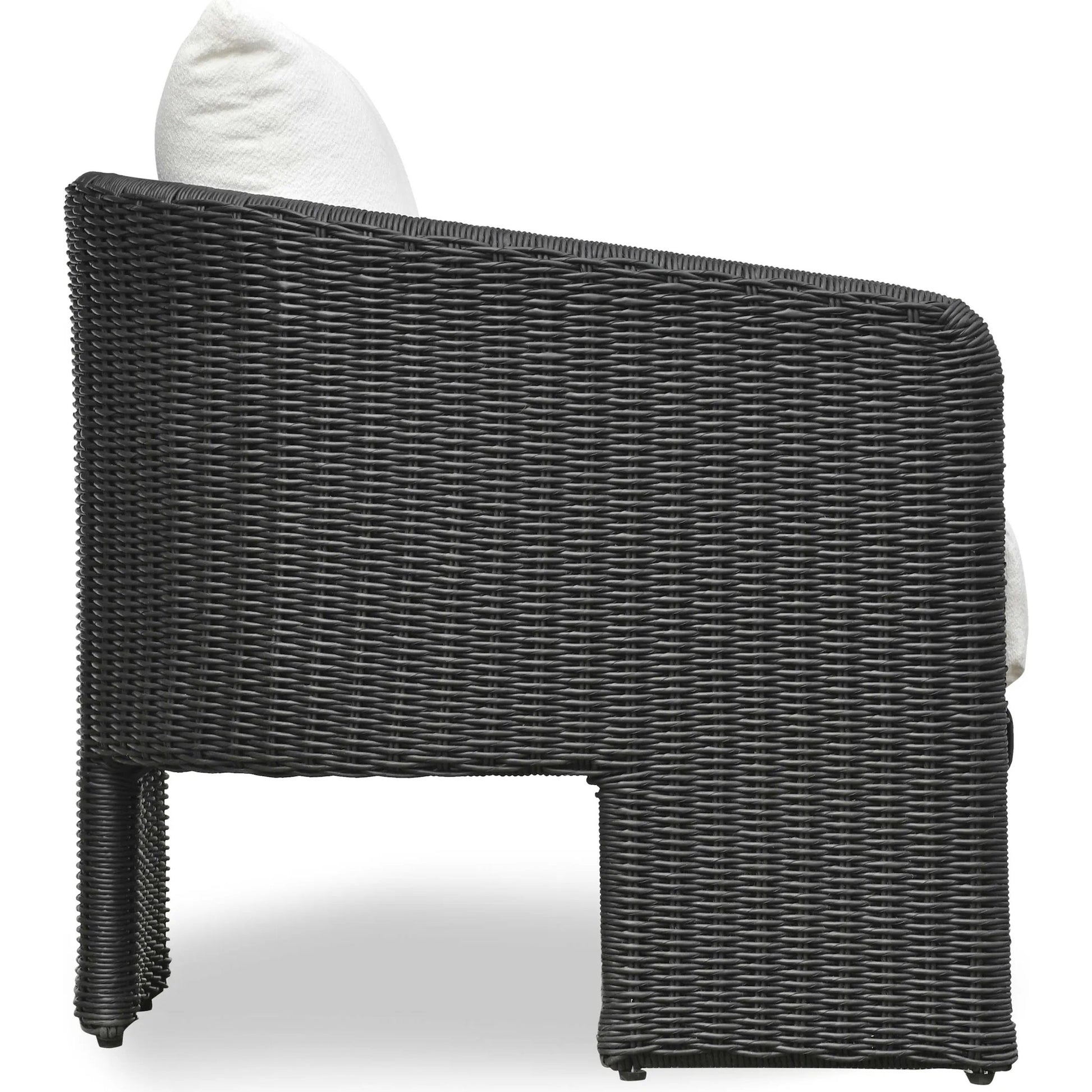 Alexa Performance Fabric Outdoor Armchair by TOV Furniture in black. Made from aluminum, polyester, wicker in a rustic style.