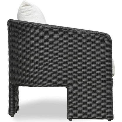 Alexa Performance Fabric Outdoor Armchair by TOV Furniture in black. Made from aluminum, polyester, wicker in a rustic style.