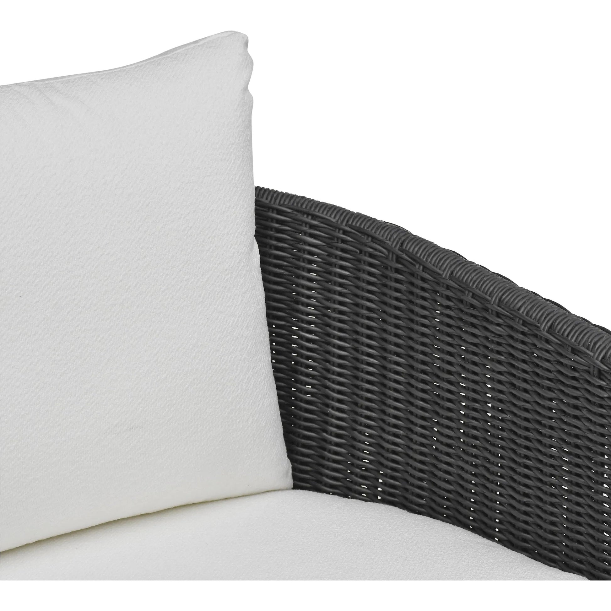 Alexa Performance Fabric Outdoor Armchair by TOV Furniture in black. Made from aluminum, polyester, wicker in a rustic style.