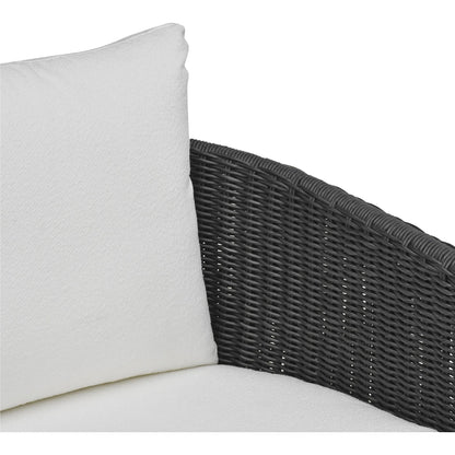 Alexa Performance Fabric Outdoor Armchair by TOV Furniture in black. Made from aluminum, polyester, wicker in a rustic style.