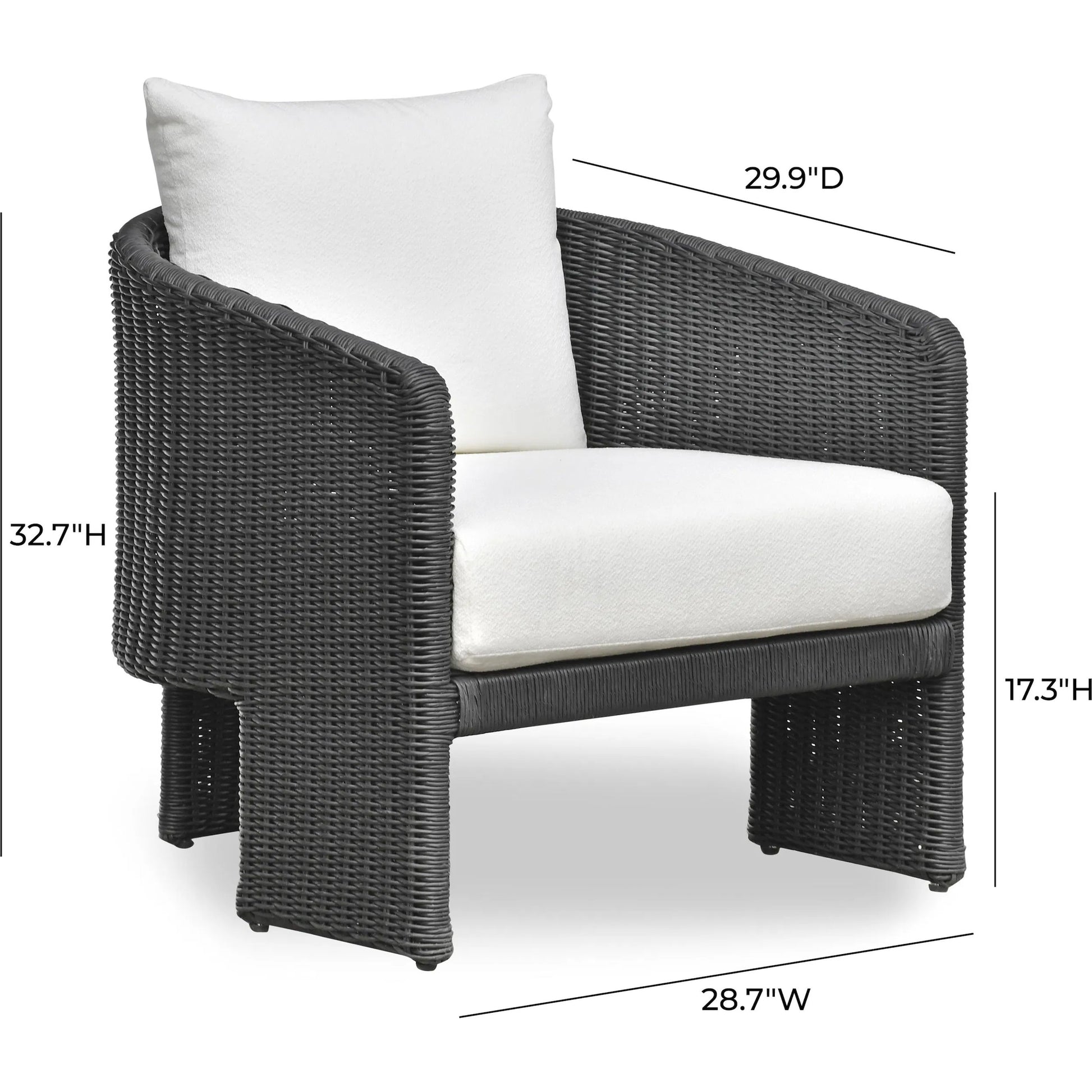 Alexa Performance Fabric Outdoor Armchair by TOV Furniture in black. Made from aluminum, polyester, wicker in a rustic style.