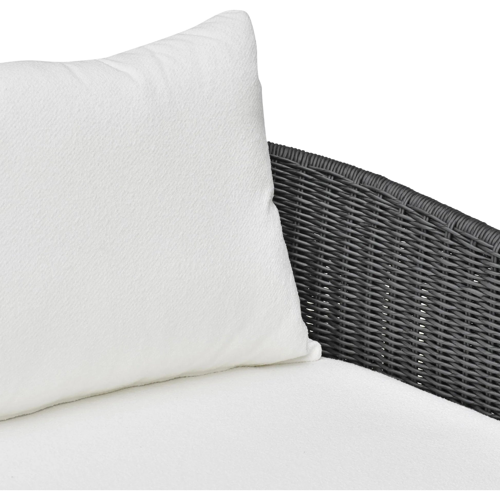 Alexa Performance Fabric Outdoor Sofa by TOV Furniture in black. Made from aluminum, polyester, wicker in a rustic style.