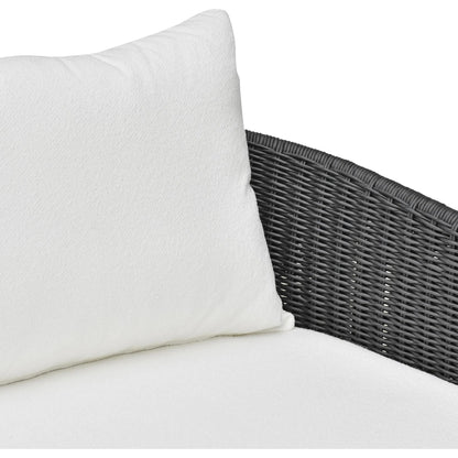 Alexa Performance Fabric Outdoor Sofa by TOV Furniture in black. Made from aluminum, polyester, wicker in a rustic style.