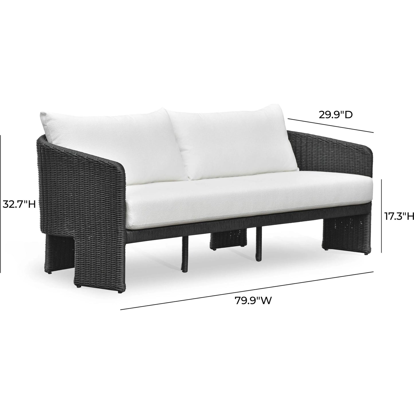 005 SI-2356247 | Additional Silo | Alexa Performance Fabric Outdoor Sofa by TOV Furniture in black. Made from aluminum, polyester, wicker in a rustic style.