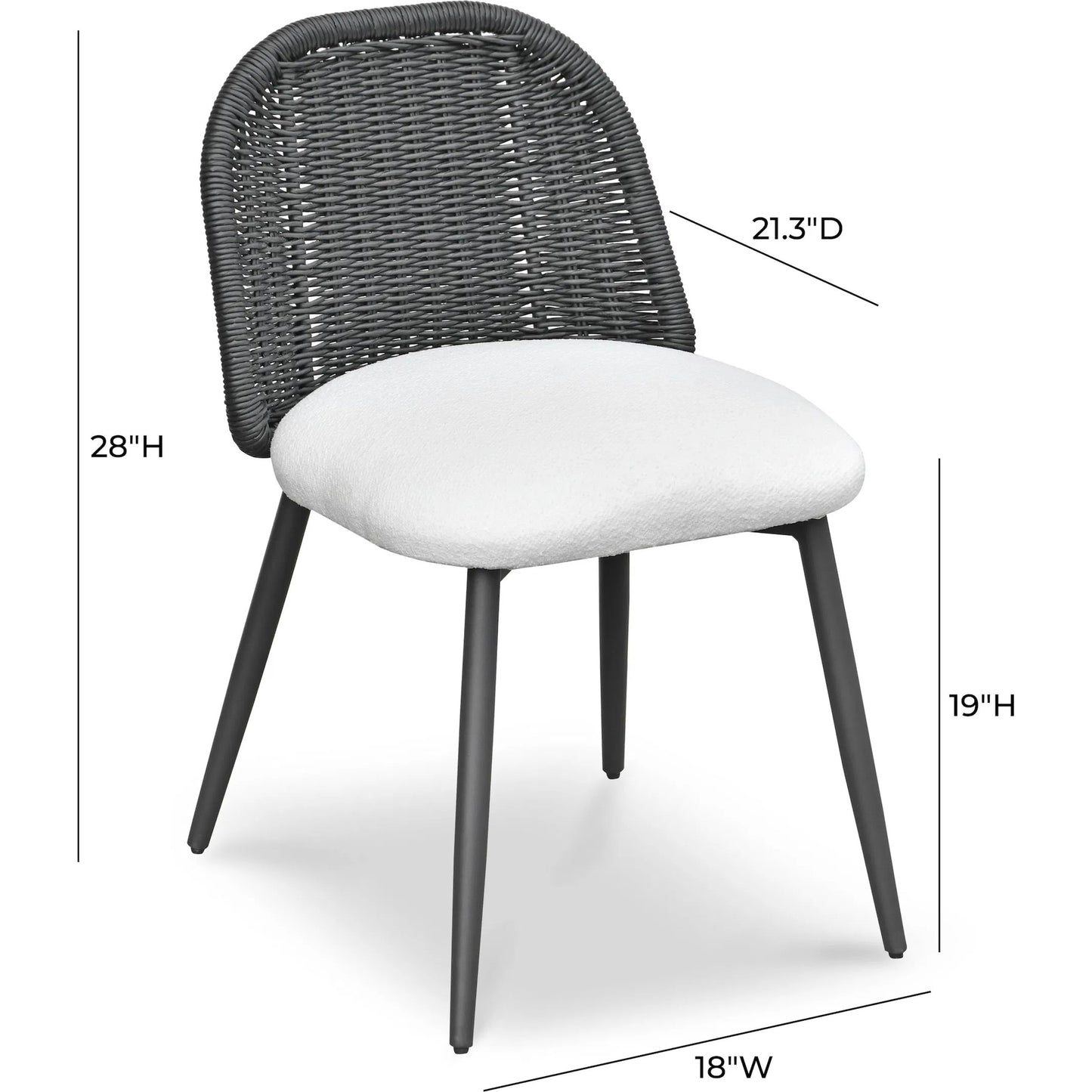 012 SI-2356246 | Closeup | Alexa Performance Fabric Outdoor Dining Chair by TOV Furniture. Made from aluminum, polyester, wicker in a rustic style.