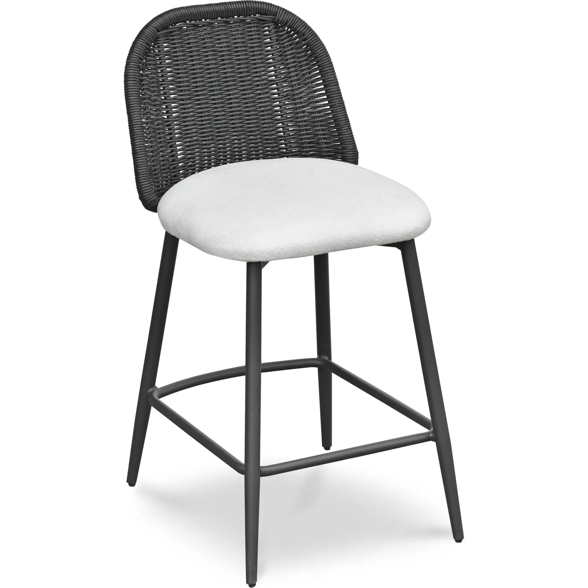 Alexa Performance Fabric Outdoor Counter  Stool by TOV Furniture in black. Made from aluminum, polyester, wicker in a unique style.