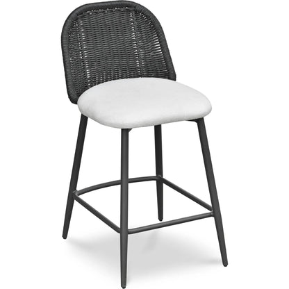 Alexa Performance Fabric Outdoor Counter  Stool by TOV Furniture in black. Made from aluminum, polyester, wicker in a unique style.